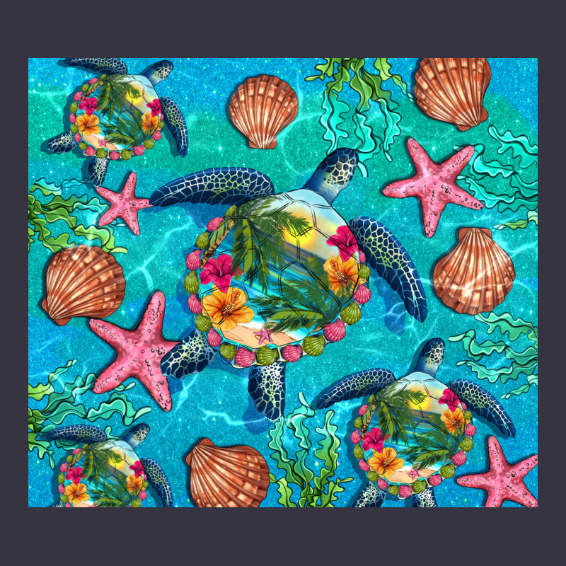 Turtle Summer Seashells Starfish Seaweed Vintage Hoodie by Artiststas | Teevron
