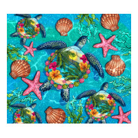 Turtle summer seashells starfish seaweed | Teevron