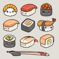 Happy Sushi Kawaii Anime Japanese Food Lover Funny Illustration Gift Heavy Core Tee | Teevron