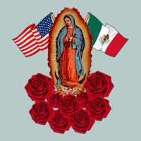 Our Lady Virgen De Guadalupe Mexican American Flag Holiday Heavy Core Tee | Teevron