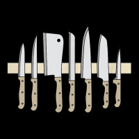 Chef Kitchen Knives On Knife Holder Strip Bar Heavy Core Tee | Teevron