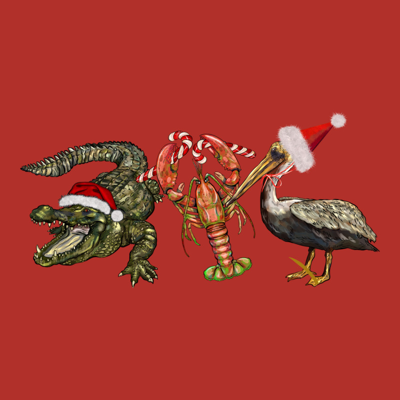 Christmas Alligator Pelican Crawfish Premium Hoodie by BarkalooDesign | Teevron