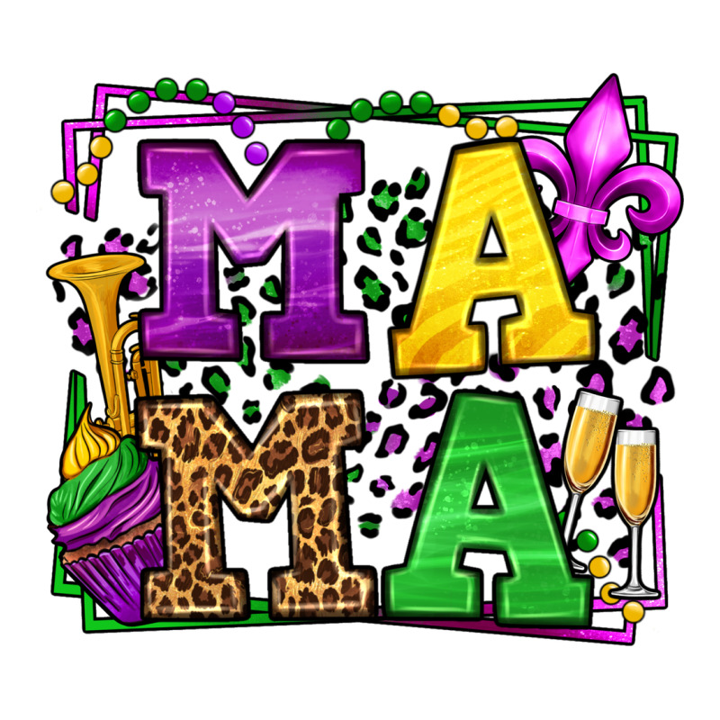 Mardi Gras Leopard Frame Mama Mother's Day Ladies Tee by LillyAllenDesigns | Teevron