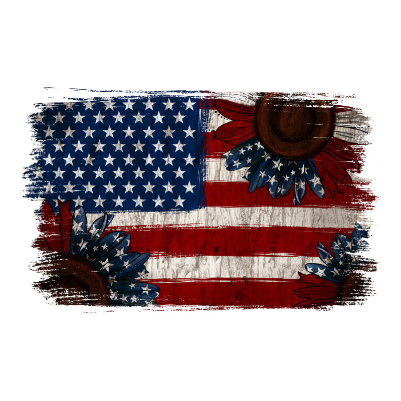 Distressed Sunflower American Flag Urban Heavy Tee by Jasminsmagicworld | Teevron