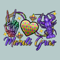 Peace Love Crawfish Mardi Gras Skeleton Hand Heavy Core Tee | Teevron