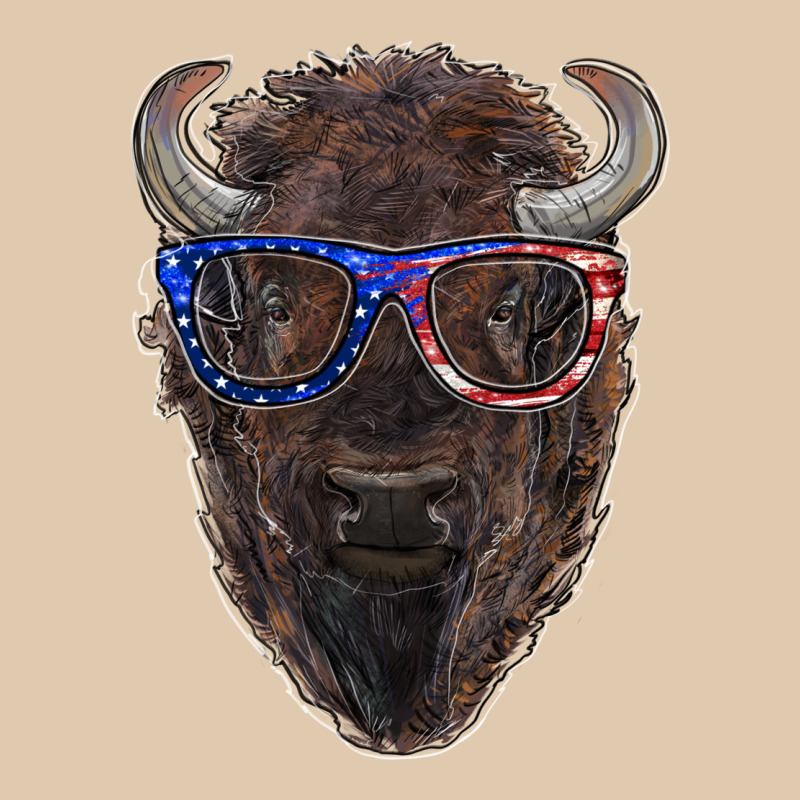 Bison With American Flag Glasses Heavyweight Sweatshirt by RanaPortraitStore | Teevron