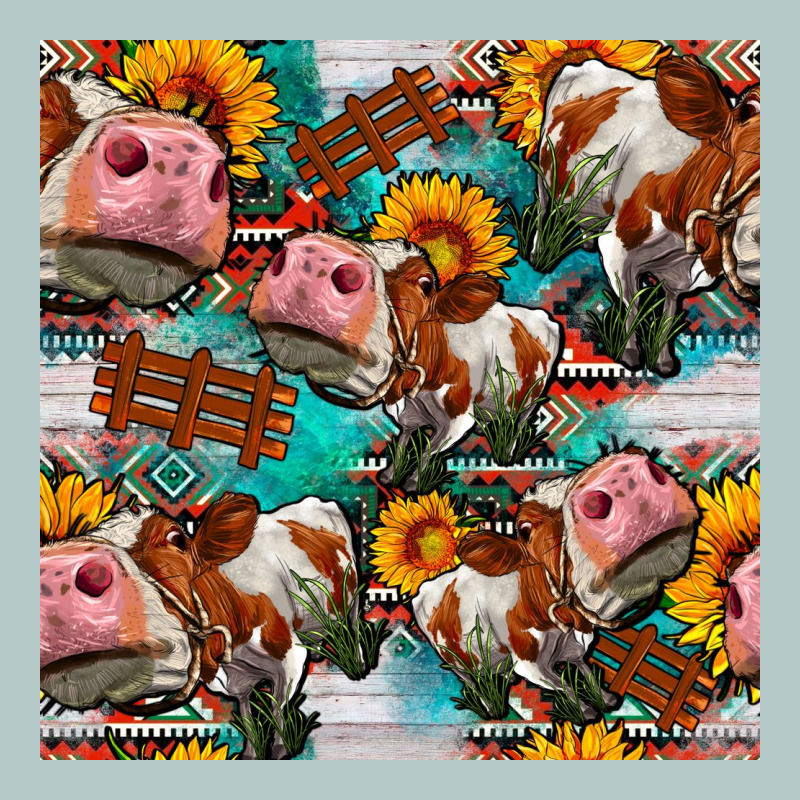 Cow With Aztec And Sunflowers Seamless Pattern Heavy Core Tee by FaDigitalArtStudio | Teevron