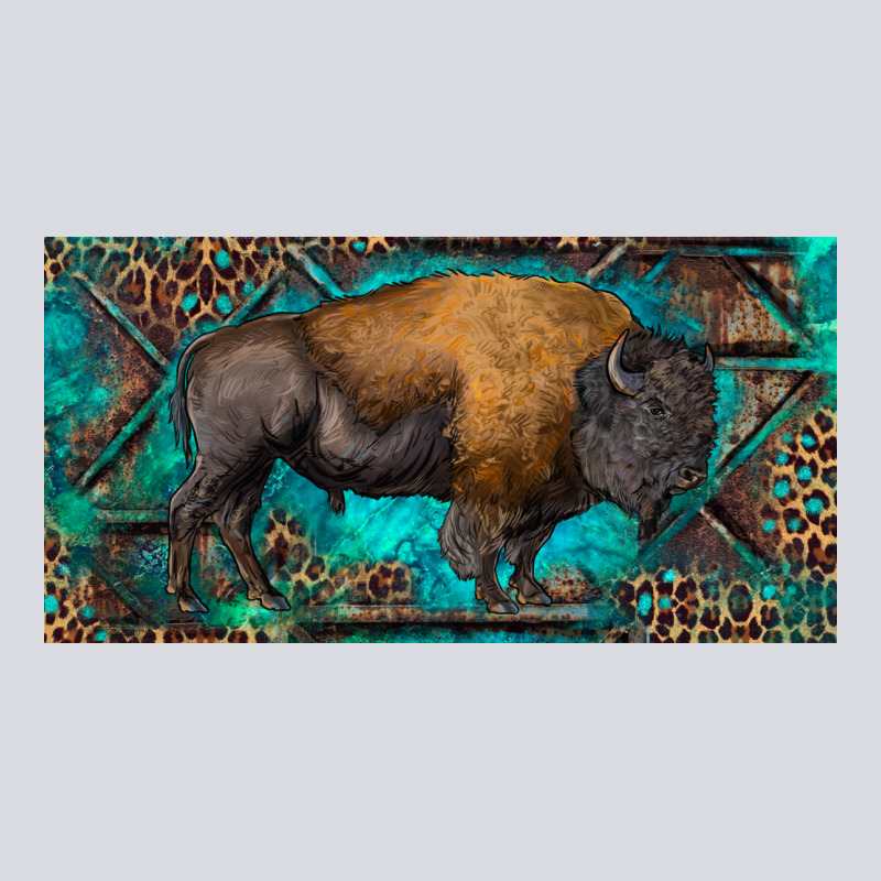Bison With Leopard And Turquoise Zipper Hoodie by RanaPortraitStore | Teevron
