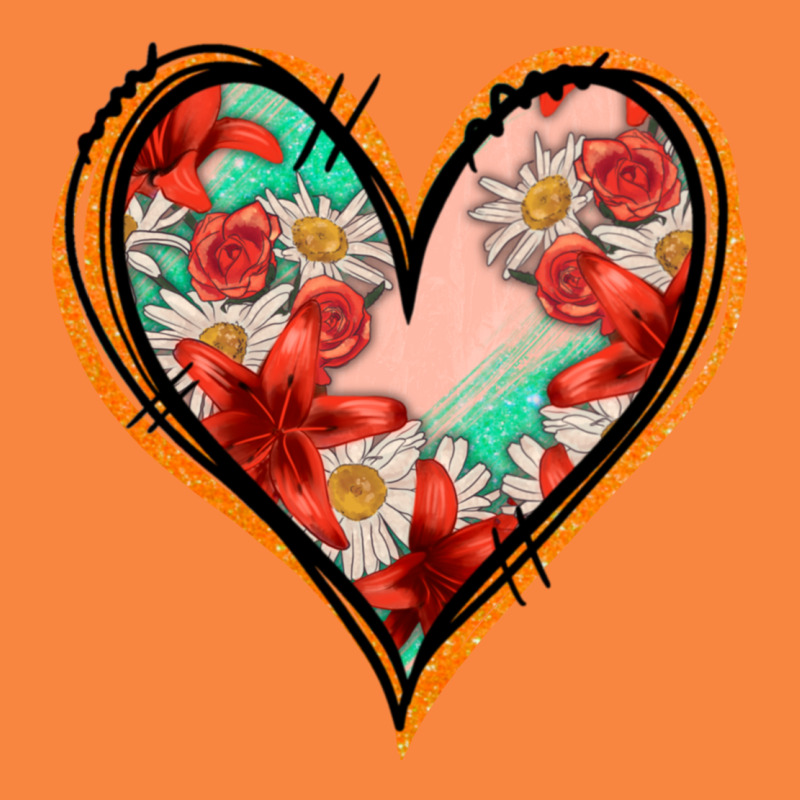 Floral Orange Glitter Heart Premium Sweatshirt by Jasminsmagicworld | Teevron