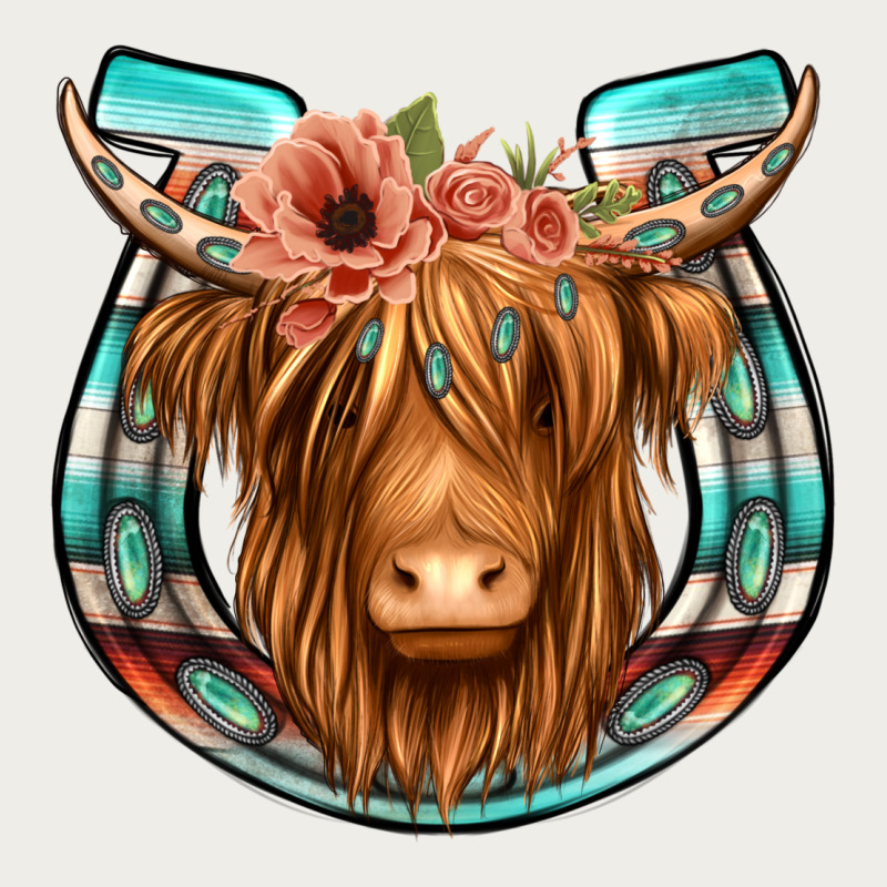 Highland Cow Serape Floral Headband Horseshoe Zipper Hoodie by Jasminsmagicworld | Teevron
