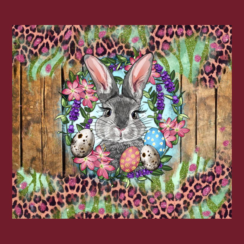 Easter Bunny With Floral Wreath And Leopard Zipper Hoodie by RanaPortraitStore | Teevron