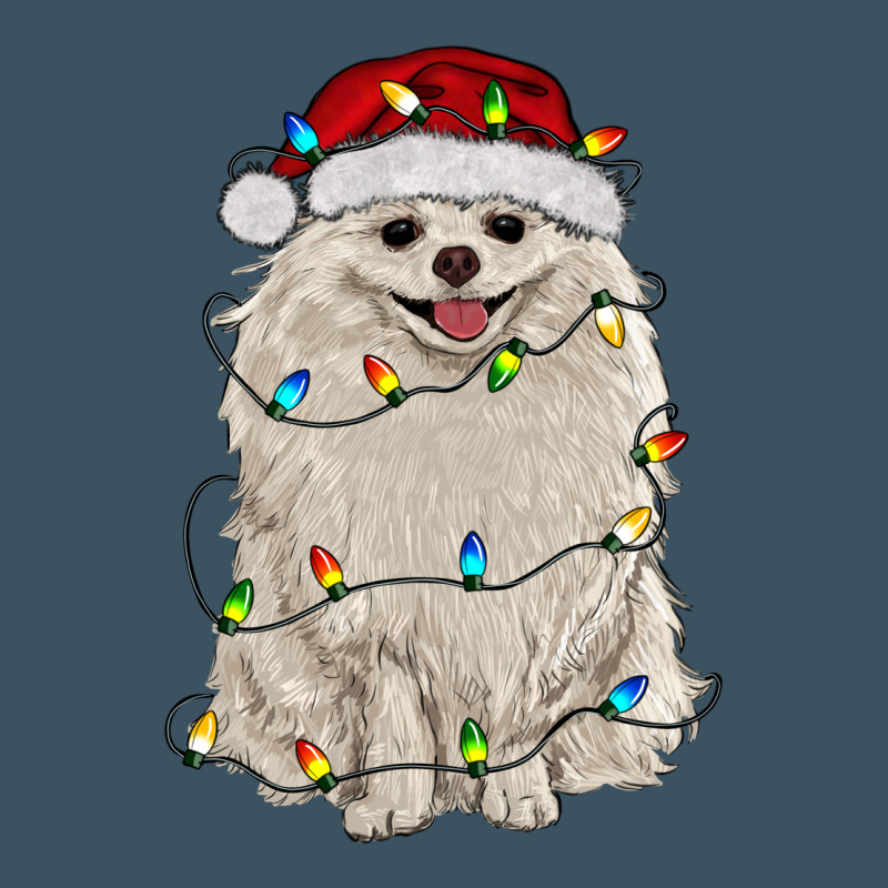 White Pomeranian With Christmas Lights Urban Heavy Tee by RanaPortraitStore | Teevron