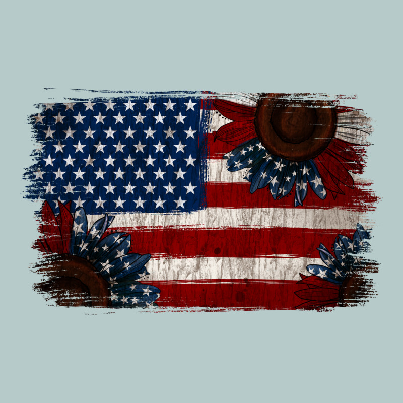 Distressed Sunflower American Flag Heavy Core Tee by Jasminsmagicworld | Teevron