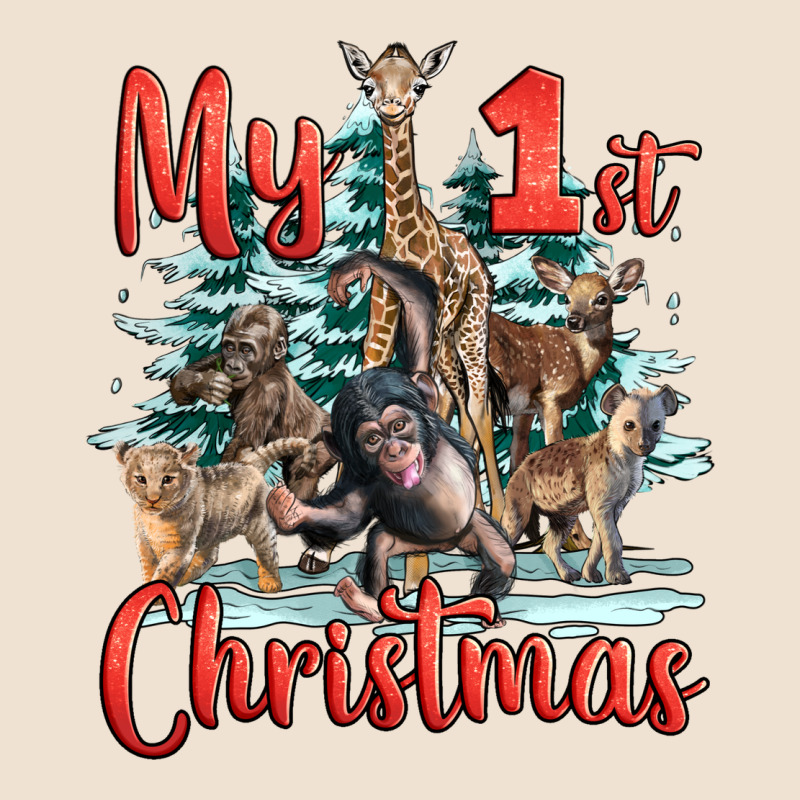 My First Christmas Baby Safari Animals Urban Heavy Tee by LillyAllenDesigns | Teevron