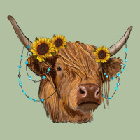 Highland Cow With Sunflowers Turquoise Urban Hoodie | Teevron