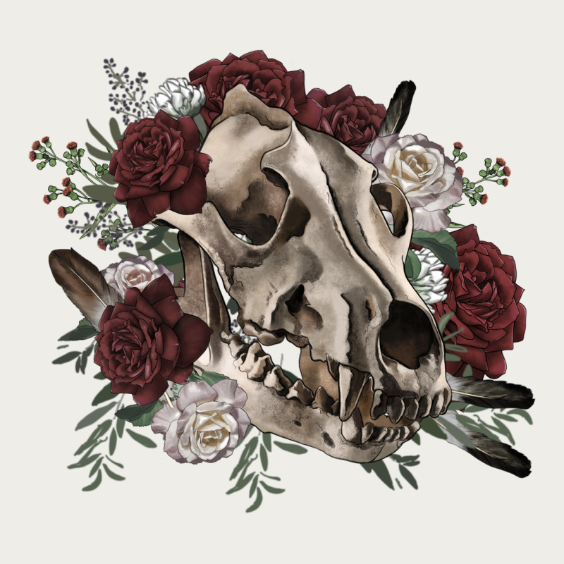 Floral Boho Wolf Skull Zipper Hoodie by RanaPortraitStore | Teevron