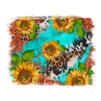 western sunflowers turquoise cowhide  tooled leather | Teevron