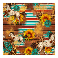Western Horse Sunflowers Gemstone Seamless Pattern | Teevron