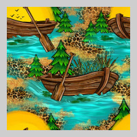 Lake Boat Rudder And Sunflowers Seamless Pattern Premium Tee | Teevron