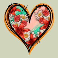 Floral Orange Glitter Heart Heavyweight Hoodie | Teevron