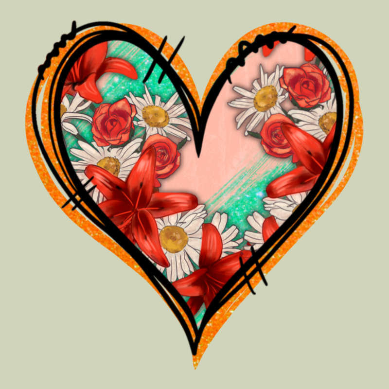 Floral Orange Glitter Heart Heavyweight Hoodie by Jasminsmagicworld | Teevron