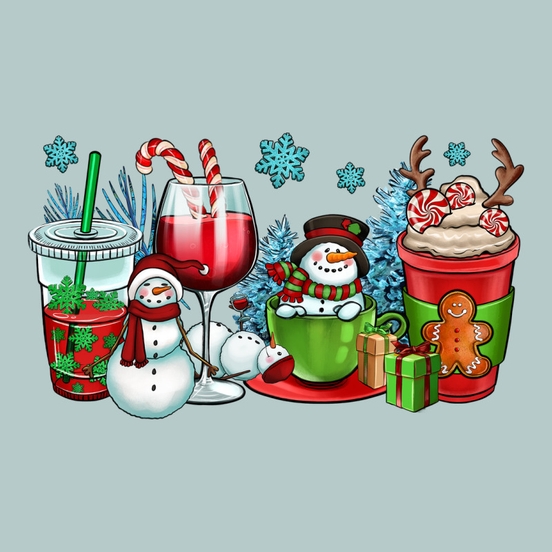Christmas Snowman Coffee Cups Heavy Core Tee by OliviaCreatesArt | Teevron