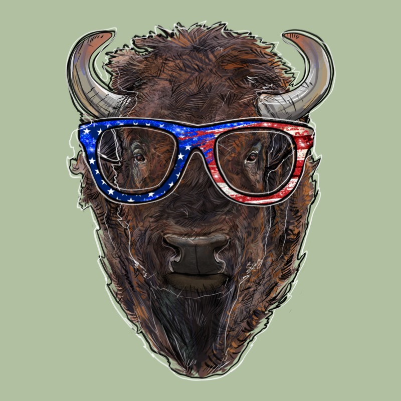 Bison With American Flag Glasses Urban Hoodie by RanaPortraitStore | Teevron