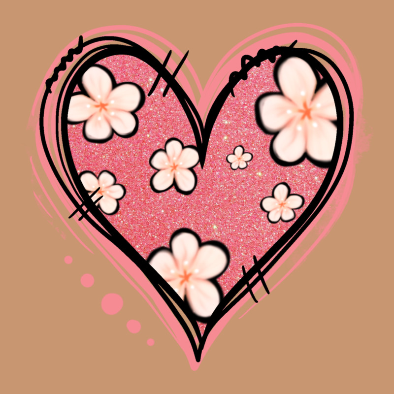 Floral Pink Glitter Heart Heavyweight Hoodie by Jasminsmagicworld | Teevron