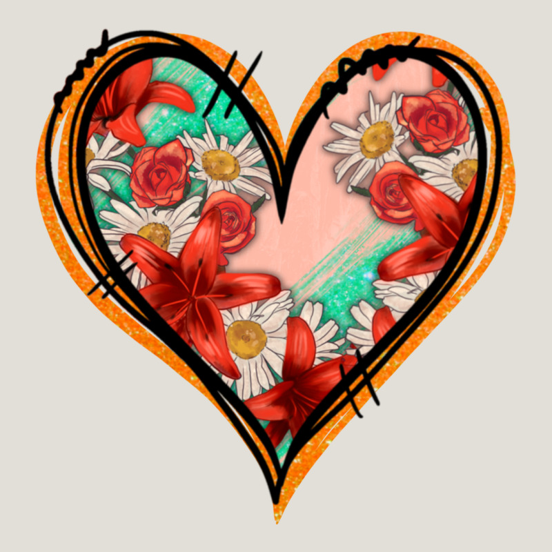 Floral Orange Glitter Heart Heavy Core Tee by Jasminsmagicworld | Teevron