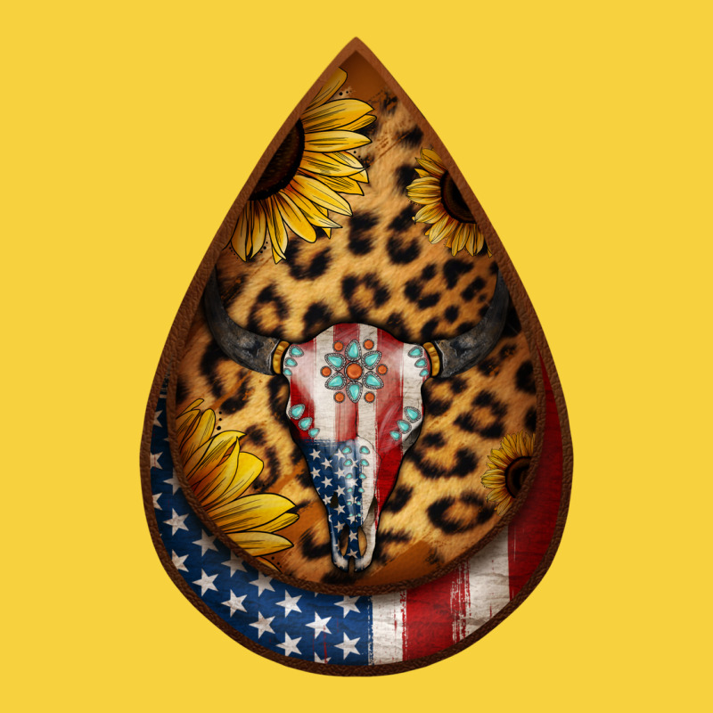 American Sunflower Bullskull Teardrop Earrings Premium Sweatshirt by Jasminsmagicworld | Teevron