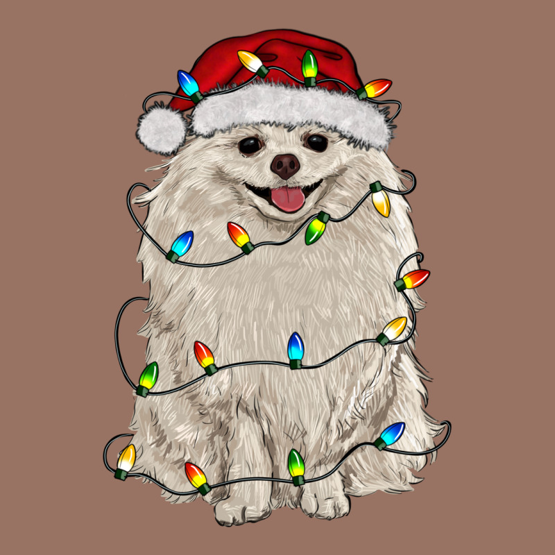 White Pomeranian With Christmas Lights Premium Hoodie by RanaPortraitStore | Teevron