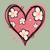 Floral Pink Glitter Heart Urban Heavy Tee | Teevron