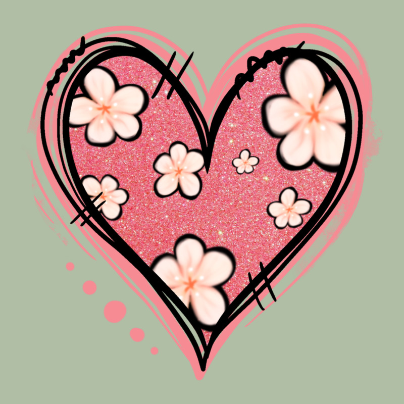 Floral Pink Glitter Heart Urban Heavy Tee by Jasminsmagicworld | Teevron