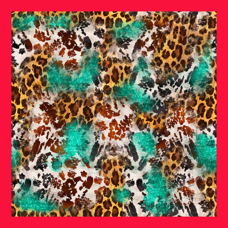 Western Turquoise Glitter Cowhide Leopard Seamless Classic Tee by FaDigitalArtStudio | Teevron