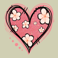 Floral Pink Glitter Heart Heavy Core Tee | Teevron