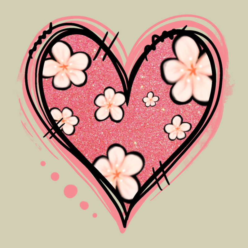 Floral Pink Glitter Heart Heavy Core Tee by Jasminsmagicworld | Teevron