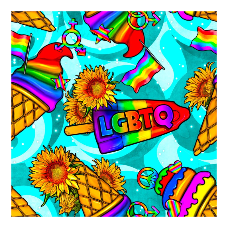 Pride Lgbtq Ice Cream And Sunflowers Seamless Premium Tee by BundleAndBundleShop | Teevron