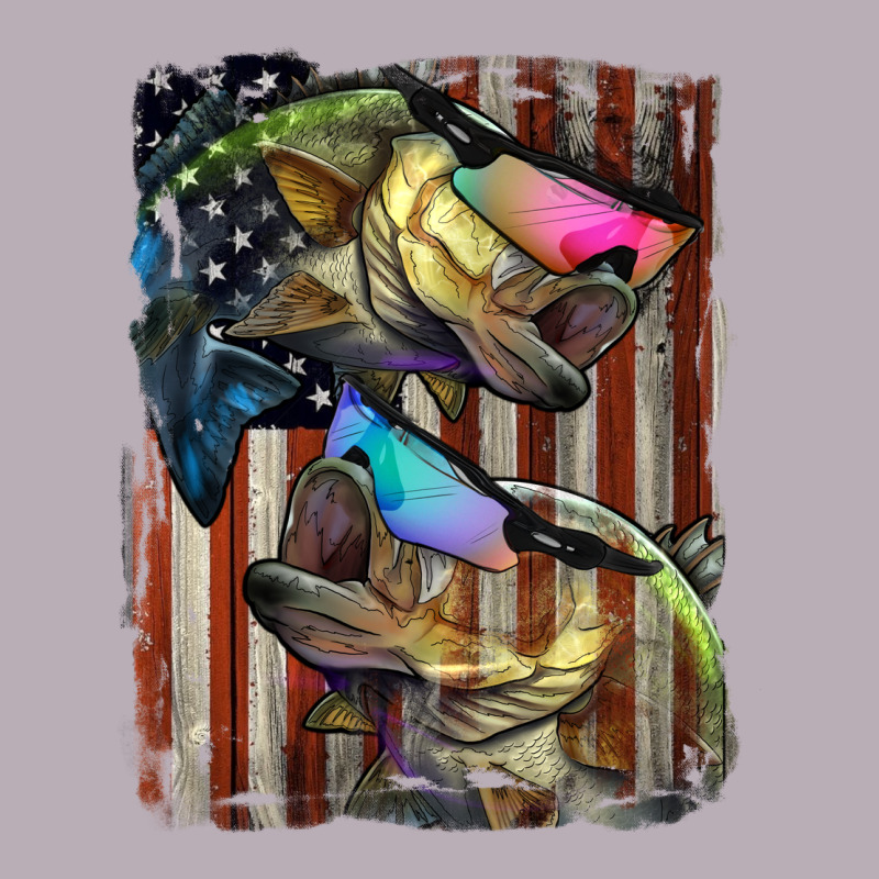 American Flag With Bass Fish Vintage Tee by LillyAllenDesigns | Teevron
