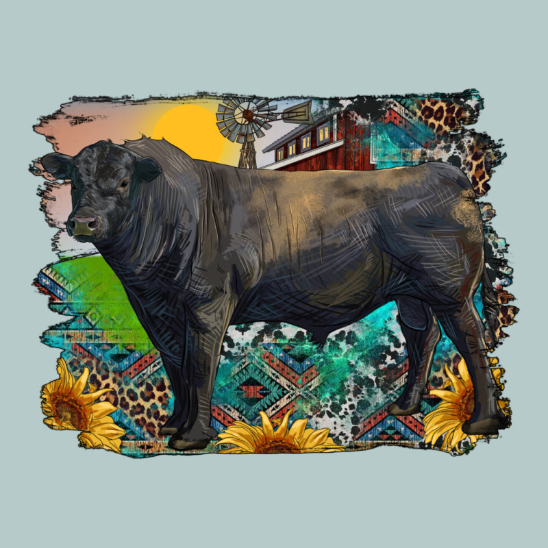 Black Angus Bull With Aztec And Farm Background Heavy Core Tee by RanaPortraitStore | Teevron