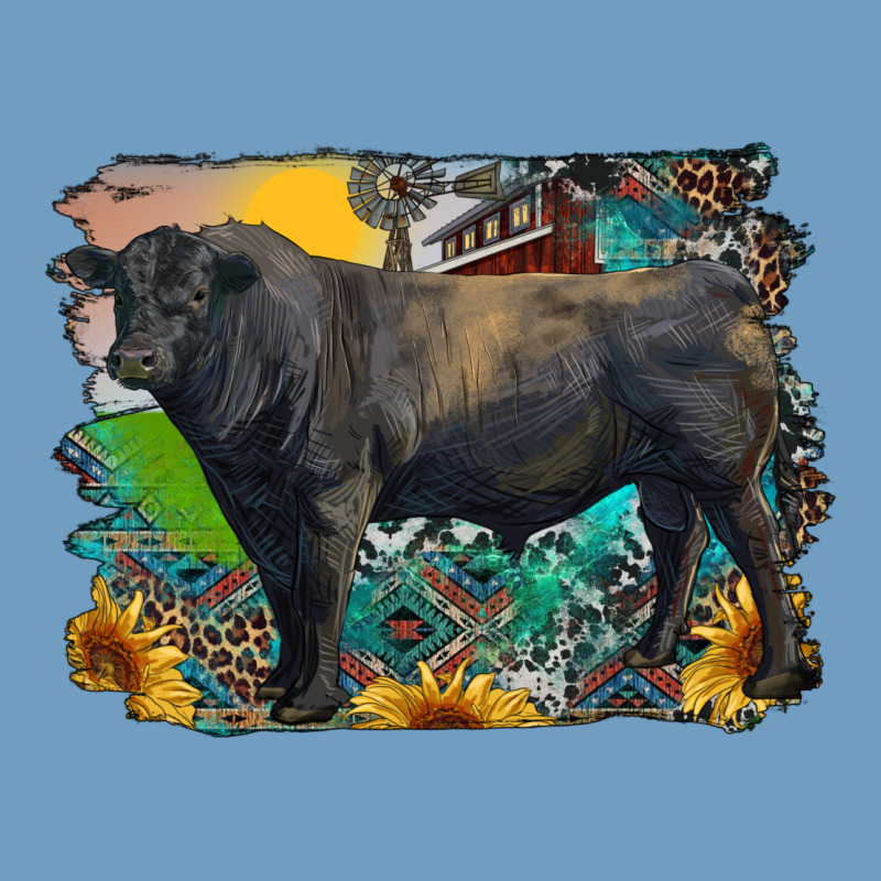 Black Angus Bull With Aztec And Farm Background Urban Heavy Tee by RanaPortraitStore | Teevron