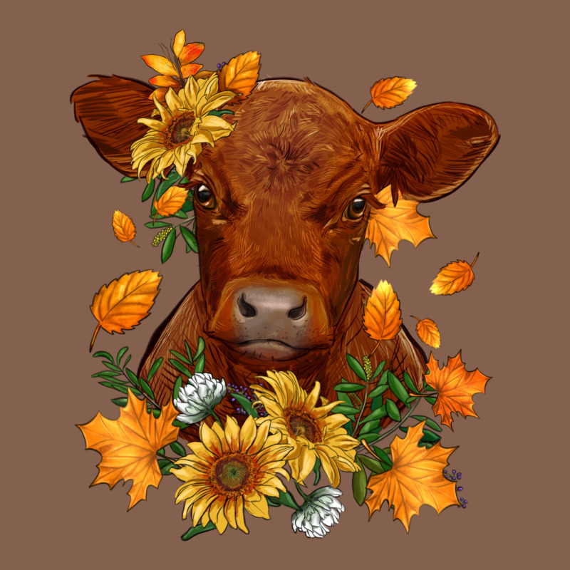 Fall Red Angus Calf Dried Leaves And Sunflowers Zipper Hoodie by RanaPortraitStore | Teevron