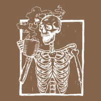 Distressed Skeleton Vintage Smiling Skull Drinking Coffee Premium Tee | Teevron
