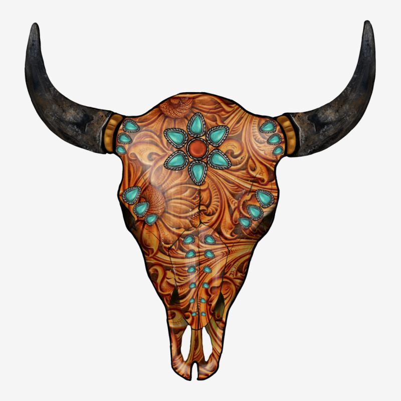 Western Tooled Leather Bull Skull Urban Hoodie by Jasminsmagicworld | Teevron