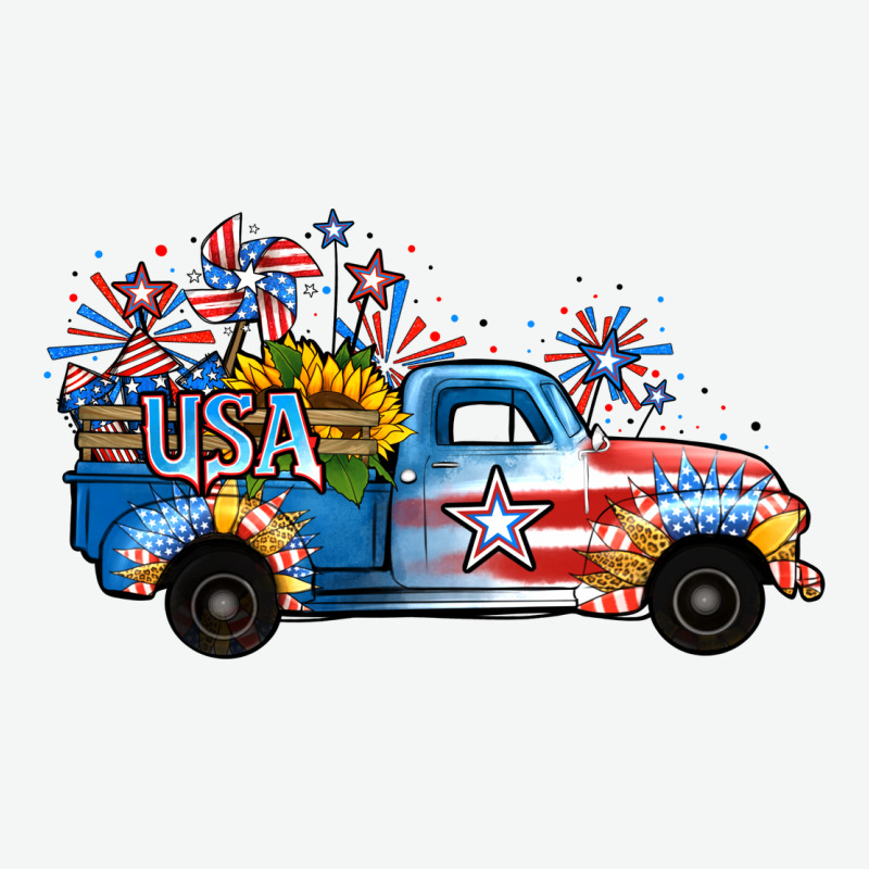 Usa 4th Of July Sunflower Truck Urban Heavy Tee by Jasminsmagicworld | Teevron