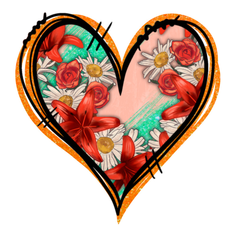 Floral Orange Glitter Heart Premium Hoodie by Jasminsmagicworld | Teevron