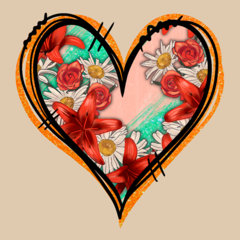 Floral Orange Glitter Heart Heavyweight Sweatshirt by Jasminsmagicworld | Teevron