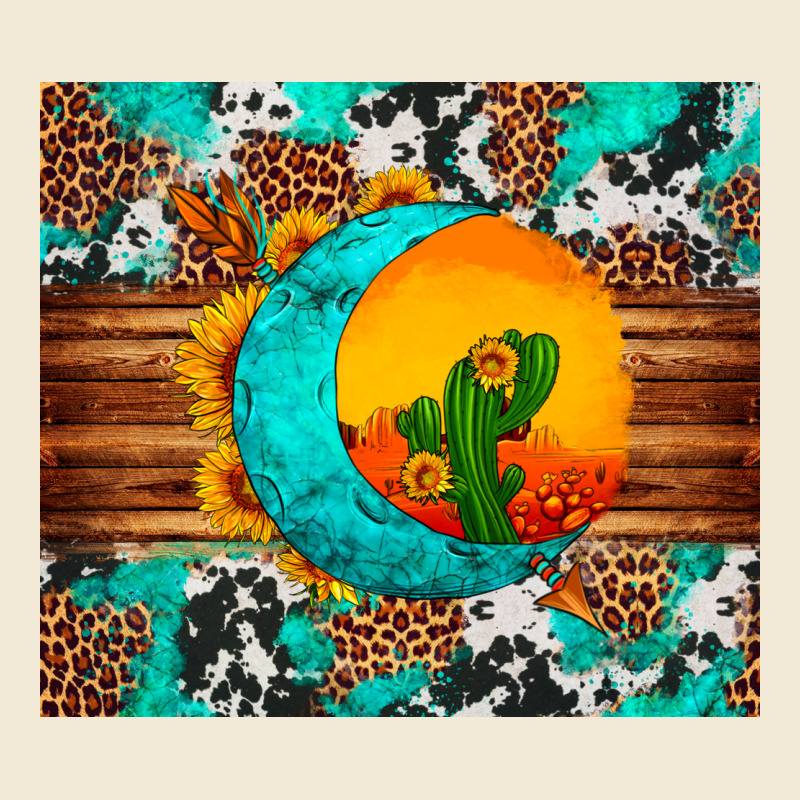 Sunflower Desert Cactus Turquoise Crescent Premium Hoodie by Artiststas | Teevron