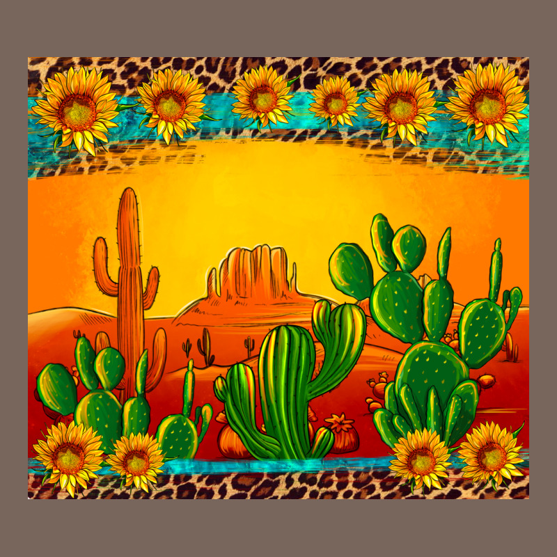 Desert Sunset With Cactus Sunflowers And Leopard Premium Hoodie by Artiststas | Teevron