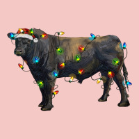 Christmas Black Angus Bull With Christmas Lights Urban Heavy Tee | Teevron