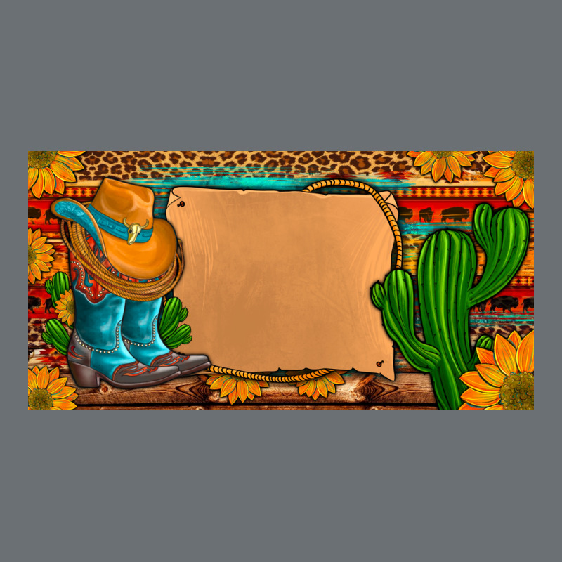 Custom Cowboy Boots Aztec Sunflowers Leopard License Plate Premium Hoodie by Artiststas | Teevron